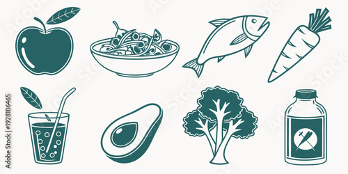 A delightful assortment of fresh fruits and vegetables for a healthy lifestyle Vector