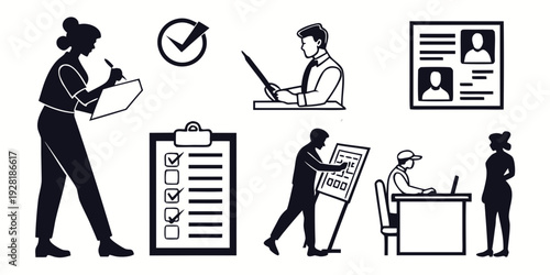 Diverse group of professionals engaged in various office activities and tasks Vector