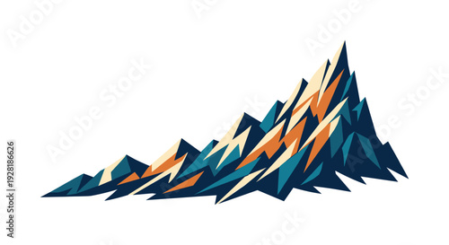 Dramatic Mountain Silhouette. Low-poly vector illustration of a mountain ridge silhouette escalating, ridge sharpening and rising