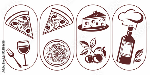 A delightful assortment of various types of desserts and pastries. Vector