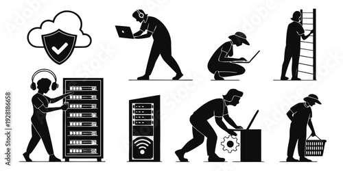 Illustration of various people engaged in different activities and tasks Vector