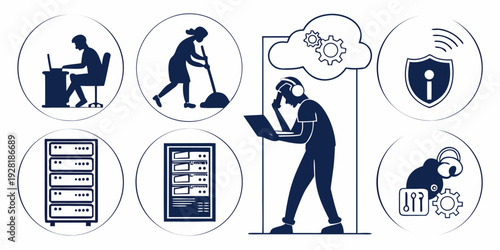 Illustration of a person experiencing various forms of anxiety and stress Vector