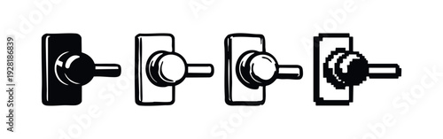 Door Handle Knob Icons Set in Different Styles