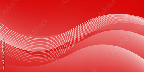 Abstract background with lines and waves. Medium banner size. Element for design.  Red and white gradient. Love.