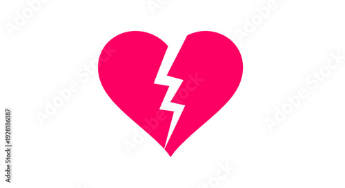 Broken Heart Symbol with Crack Line.