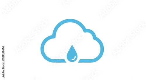 Cloud with Raindrop Simple Icon Design.