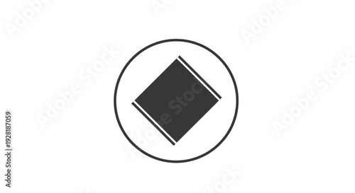 Black square icon in circle.