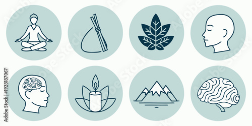 A collection of icons representing various outdoor activities and nature elements Vector