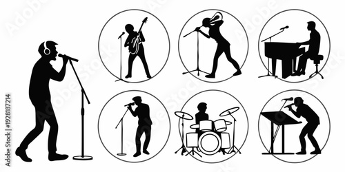 A series of illustrations depicting various activities and movements of a person. Vector