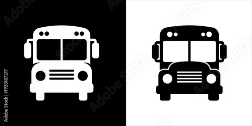 Classic School Bus Icons Essential Transportation and Education Vehicle Symbols for Design Projects