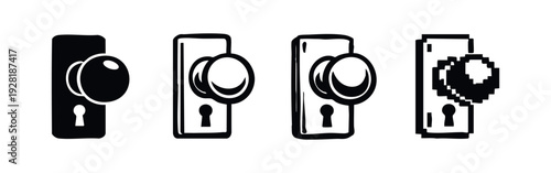 Door Knob and Keyhole Vector Icon Collection