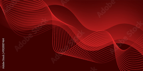 Abstract background with lines and waves. Medium banner size. Element for design. Vector background for poster. Red gradient.