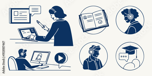 A diverse group of people engaging in various activities and professions. Vector