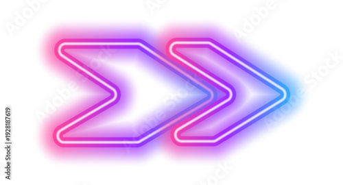 Neon arrow up with glowing light effect on dark background. Futuristic vector element for navigation, direction and digital interface design.