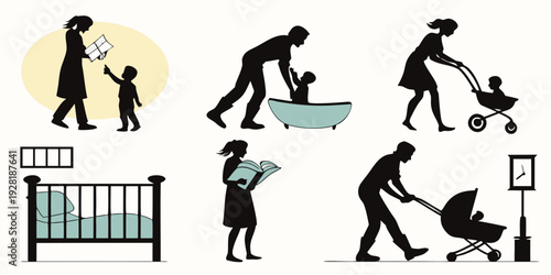 A series of icons depicting the stages of human life from infancy to old age Vector