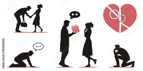 A visual representation of the impact of domestic violence on relationships Vector