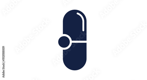 Dark Blue Pill Capsule Medication Icon.