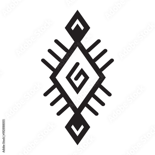 Minimalist Ethnic Geometric Ornament, Tribal Symbol Vector Illustration