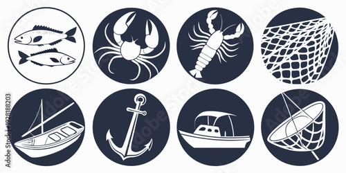 Assorted circular designs featuring various symbols and patterns on a white background Vector