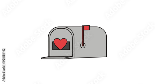 Gray Mailbox with Red Heart Inside.