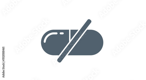 Gray Pill Capsule with Prohibition Symbol.