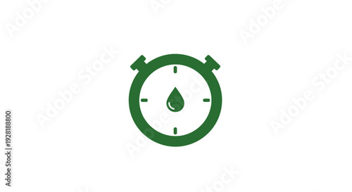 Green stopwatch with water droplet.