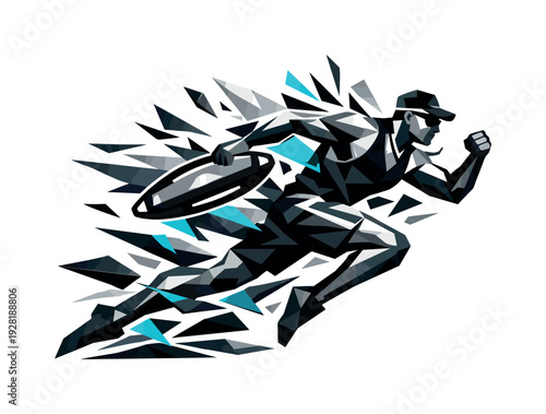Lifeguard Breakthrough Vector. Low-poly vector illustration of a lifeguard breaking through with decisive speed after the whistle