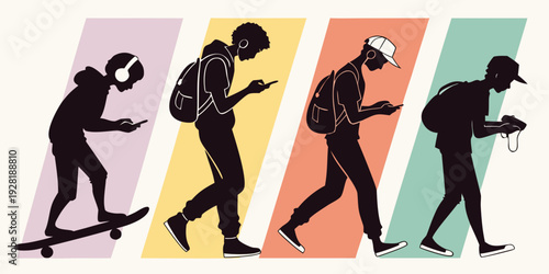 Diverse individuals walking towards a colorful future with determination and purpose Vector