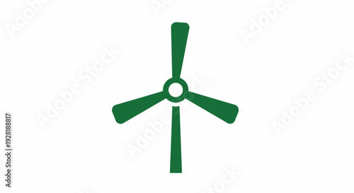 Green Three Bladed Fan Closeup View.