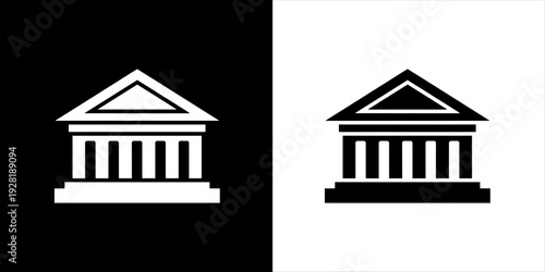 Stylized institutional building icon representing finance or government in a classic architectural design