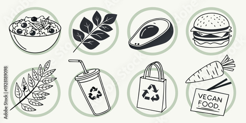 A delightful assortment of food items including fruits, vegetables, and meats Vector