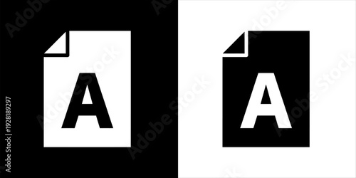 Modern graphic design file icon featuring letter A in contrasting black and white palette