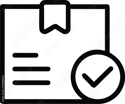 A delivered package box with a checkmark symbol indicating successful shipment confirmation