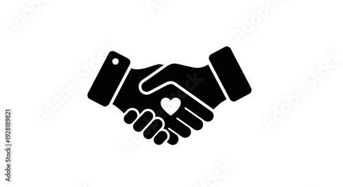 Handshake with Heart Symbolizing Partnership.