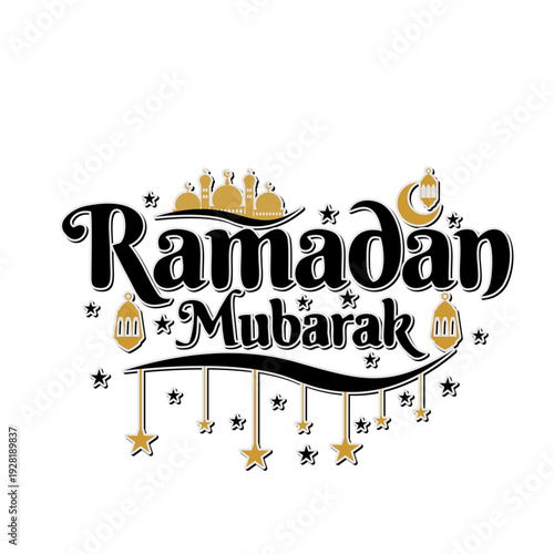 Ramadan Mubarak Greeting Card with Islamic Decorations