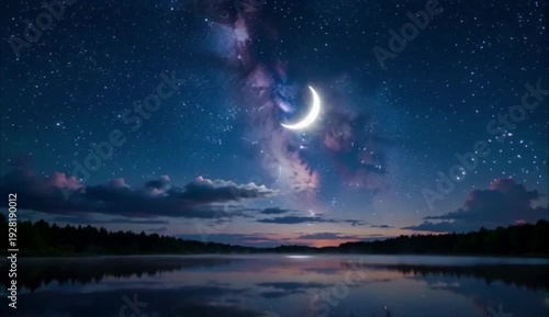 Halfmoon over the starry sky