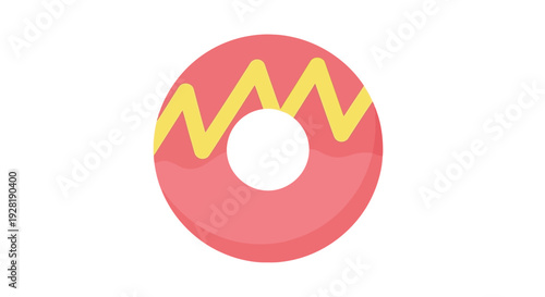 Pink donut with yellow frosting.