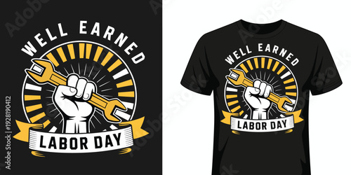 Vintage Labor Day T Shirt with Fist Holding Wrench