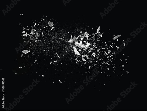 Broken glass on the black background. Isolated realistic cracked glass effect	
