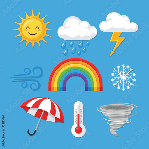 Weather Icons Collection Featuring Various Symbols.
