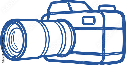 A simple line drawing of a camera