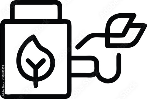 Biofuel container connected to an energy source representing sustainable liquid power