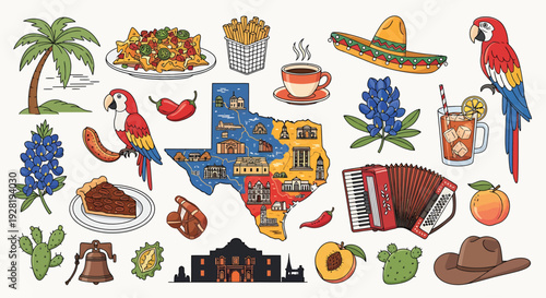 Texas Cultural Symbols and Food Collage