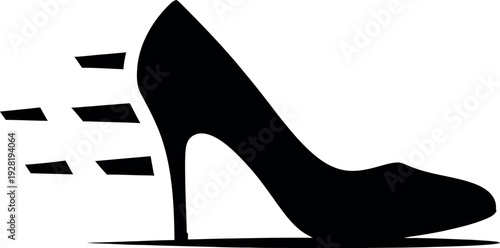 Elegant black high heel shoe with stylish design and pointed toe