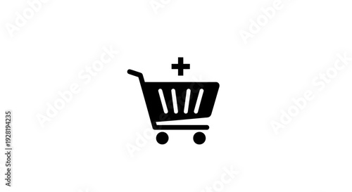Shopping Cart Icon with Plus Sign.