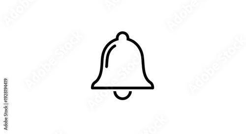Simple Black Line Drawing of a Bell.