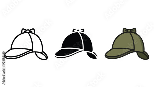 Three bowler hats flat design vector illustration - Flat Design Icon. line icon set - Icon vector - Blue icon vector. Clipart. Icon collection - Line and glyph solid icon and logo template