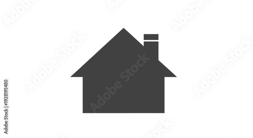 Simple House Icon with Chimney.