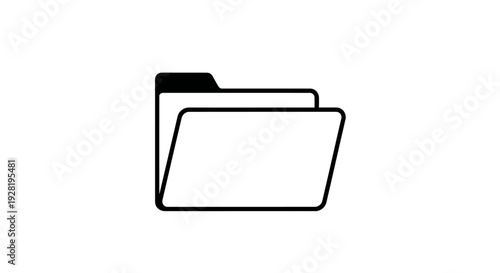 Simple Line Drawing of Folder Icon.