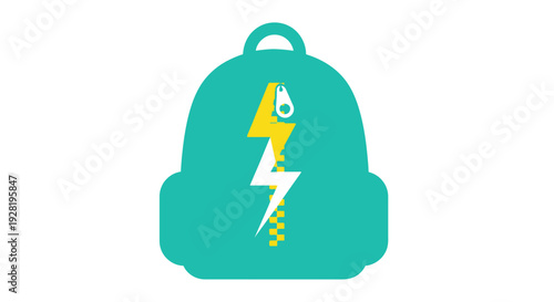 Teal Backpack with Lightning Bolt Design.